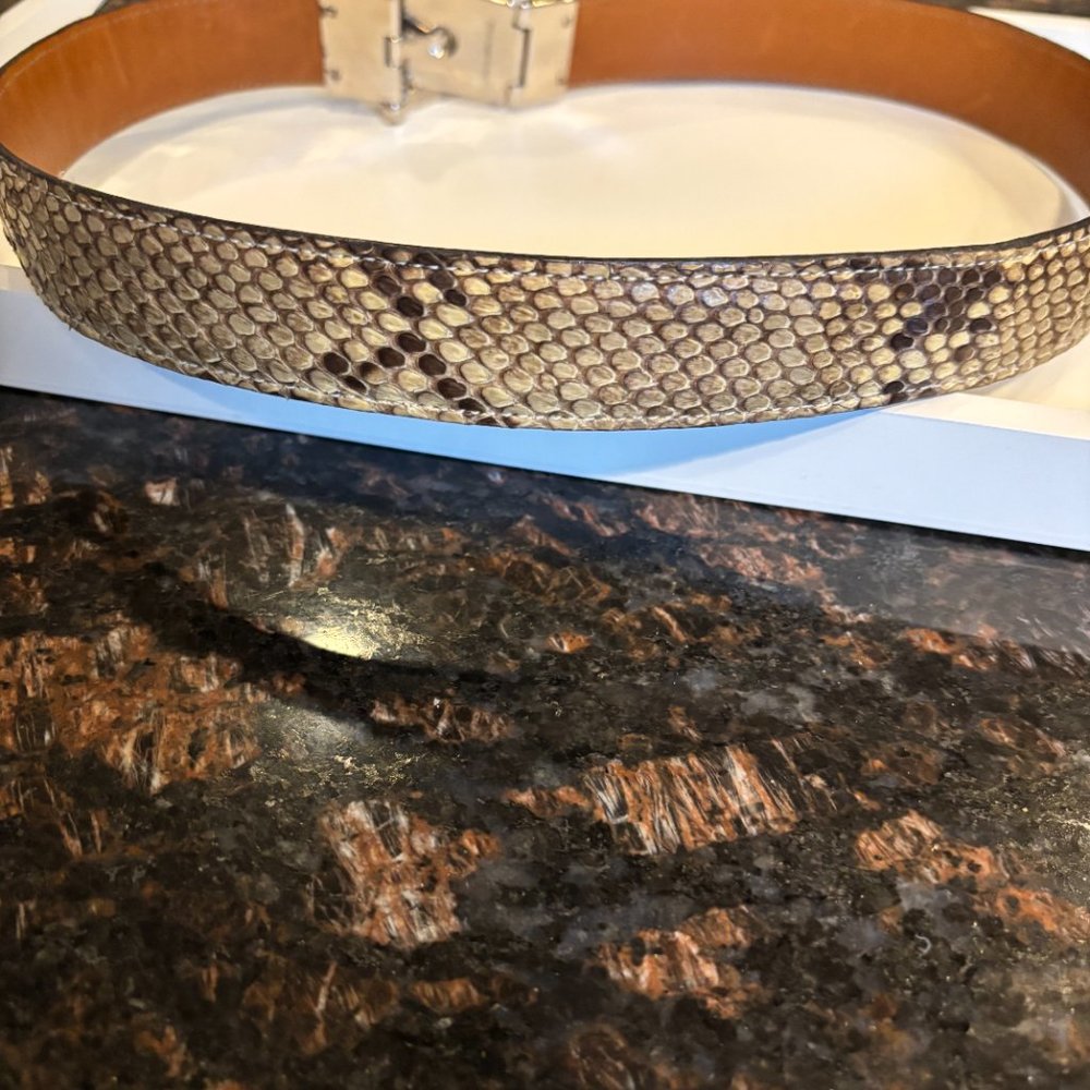 Joan & David, Python Belt With Silver Buckle, Siz… - image 2